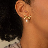 Boucles d'Oreilles Ruban Perlé